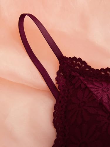Image of RoseSeek Women's 4 Pack Floral Lace Adjustable Straps Wireless Bra Scallop Trim Molded Bralettes Sets