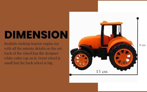 Image of Friction Powered Farm Tractor Toy for Kids Toddlers Boys Girls | Pull Back Medium Tractor Engine Vehicle Toy | Orange Agriculture Tractor Toy Age 3+ | BIS Certified | Made in India | NeoKiddo (orange)