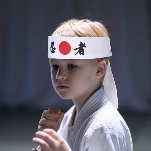 Diadema de karate transpirable de algodón azul reutilizable para chef y deporte 7