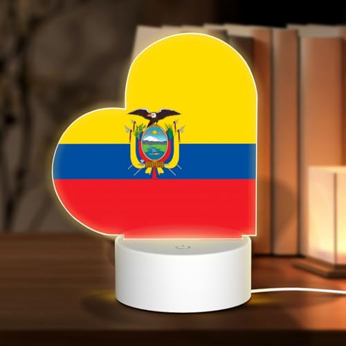 Phayah Lámpara de luz LED 3D con patrón de bandera de Ecuador, cable USB, ajustable, base de 3 modos, soporte de exhibición para sala de Navidad, restaurante, bar, tienda