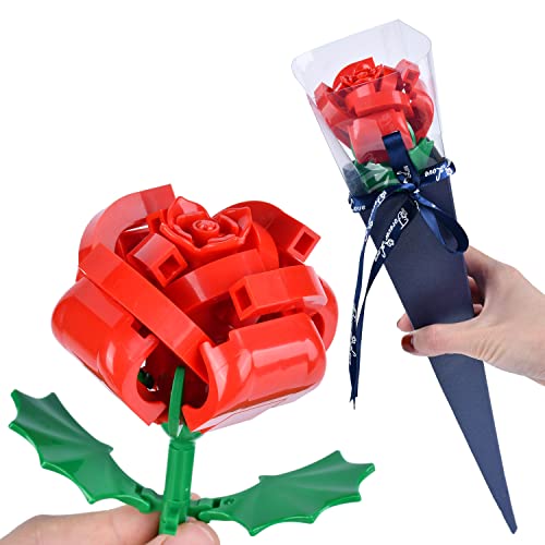 Sunerly Día de la Madre Ladrillos de construcción de Flores de Rosas, Ramo de Flores 99 Piezas, Kit de Flores Artificiales para Regalos, Ladrillos de construcción Ramo de Bricolaje para Navidad Cover