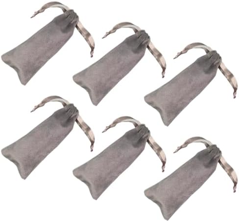 lasenersm 6 Pieces Velvet Lipstick Bags with Drawstring Velvet Drawstring Bags Small Cloth Gift Bags Jewelry Pouches for Jewelry Craft Lip Balm Bags, 2 x 5.1 Inches, Grey image 2