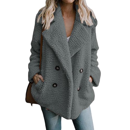 Womens Sherpa Fleece Coats Open Front Button Coat Casual Fuzzy Teddy Bear Coat Oversized Warm Winter Outerwear3