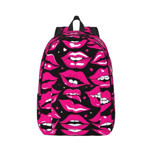 OdDdot Laptop-Rucksack, Tagesrucksack, Motiv: Muscheln, Sanddruck, für Reisen, Camping, Wandern, Büchertasche für Damen und Herren, Lippen, S