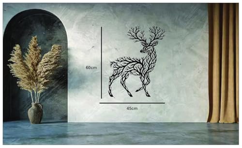 Image of Saifix Deer Metal Wall Art Nature Theme | Modern Wildlife Wall Hanging for Living Room, Bedroom & Farmhouse Decor | Premium Laser Cut Steel with Powder Coated Finish