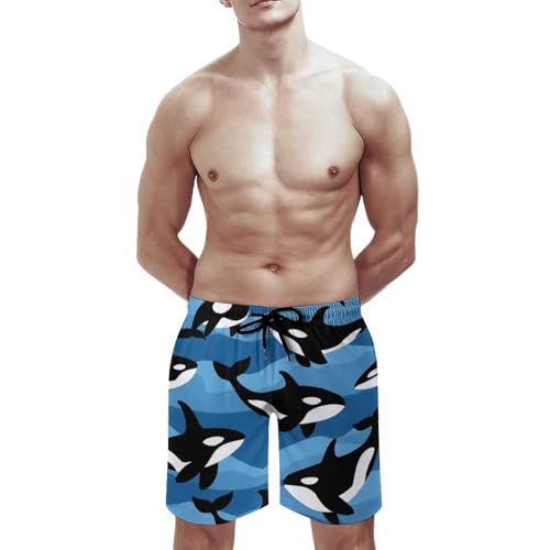 Men's Beach Swimwear with Pocket, Drawstring Swim Shorts with Mesh Lining Soft Quick Dry Swimming Trunks2