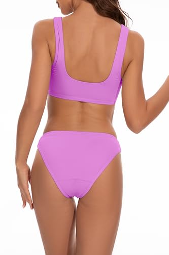 Image of Beautikini Period Swimwear for Teens Two Piece Leakproof Menstrual Bikini Swimsuit Sporty Bathing Suits for Girls Women