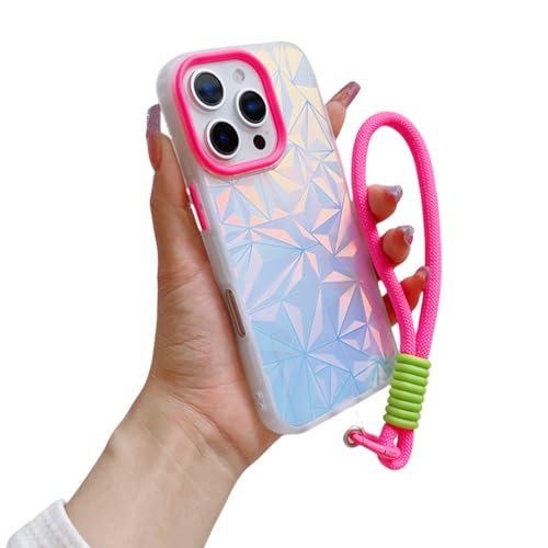 FTTFFLL ���O�W���A���[�_�C�������h�X�g���b�v�P�[�X iPhone 16 15 14 13 Pro Max 12 11 16 Plus�p ���[�U�[�J���t���n���h���X�g�X�g���b�v �ϏՌ��J�o�[(iPhone 15 ProMax/RoseRedGS�p)