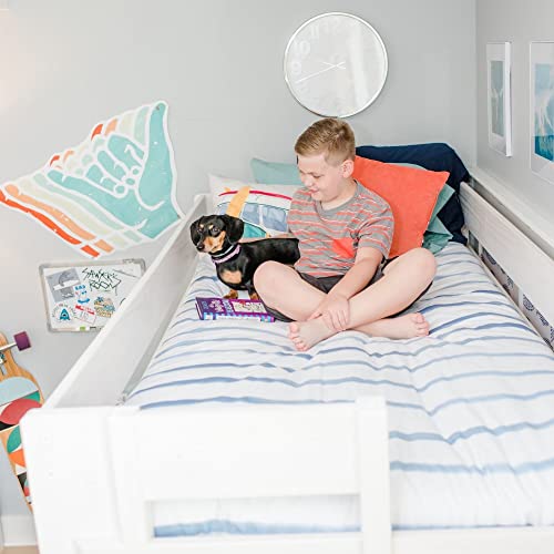 Max & Lily Bunk Bed, Twin Xl-Over-Queen Bed Frame For Kids, Solid Wood Bunk Bed For Kids, No Box Spring Needed, Driftwood & Modern Farmhouse 6-Drawer Wood Dresser, Driftwood #TOP3