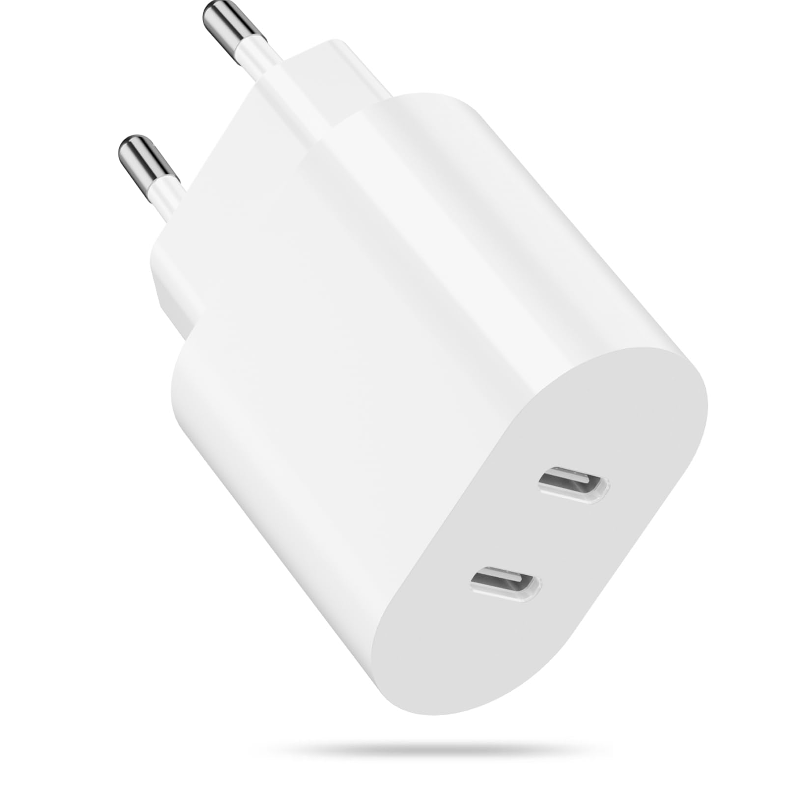 Caricatore USB C 20W 2-Porto Presa per iPhone 17/17 Air/17Pro/17 Pro Max/16/15/14/13/12/11 Plus Mini SE X XS XR, Samsung Galaxy, Alimentatore Spinotto Trasformatore USB C