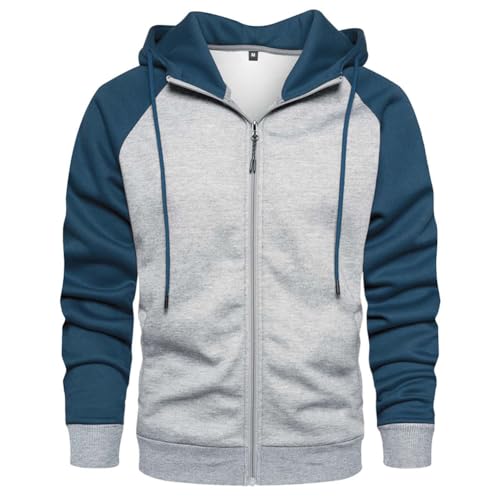 MANTORS Mens Fleece Jackets Contrast Hoodies Lightweight Sweatshirt Color Block Jacket Coats