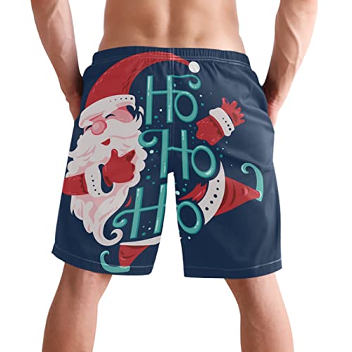 visesunny Santa Claus Hohoho Xmas Pattern Men's Swim Trunks Quick Dry Bathing Suits Beach Holiday Party Swim Shorts2
