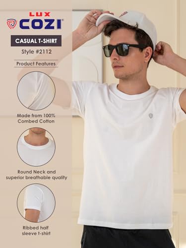 Image of Lux Cozi Men's Cotton Solid Regular Fit T-Shirt