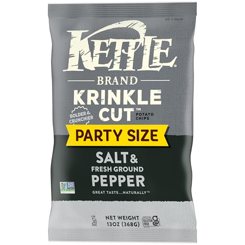 Image of Kettle Brand Potato Chips, Krinkle Cut, Salt & Ground Pepper Kettle Chips, Party Size, 13 Oz