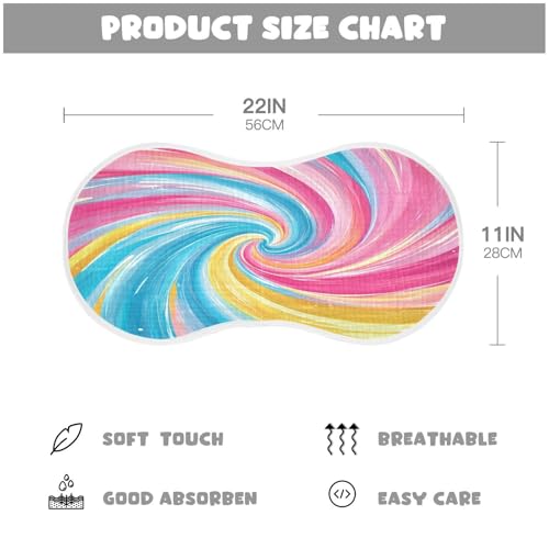 Colourful Swirls Burp Cloths Cotton Baby Washcloths,Large 22x11in Burping Cloth Absorbent and Soft for Newborn Baby Boys and Girls,2 Pack4