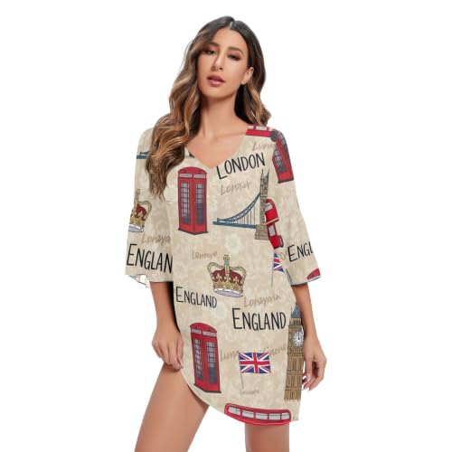 Robe d'été décontractée col en V évocation Londres pour un été libre
