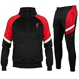 Liverpool FC - Herren Trainingsanzug - Jacke & Hose - Polyester - offizielles Merchandise - Geschenk für Fußballfans - Schwarz Rot - L