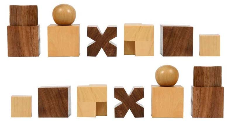 Échecs géométriques Bauhaus 1924 échiquier bois Sheesham jeu de société abstrait