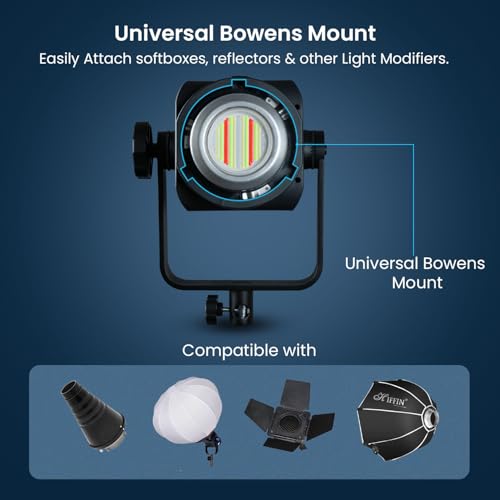 Image of HIFFIN (COB-150P) 150W RGB LED Video Light | 2800K-6800K Dimmable | 11 FX Modes | 9800 Lumens | Remote Control | 220V Power Supply | Perfect for Studio Lighting, Photography & Videography