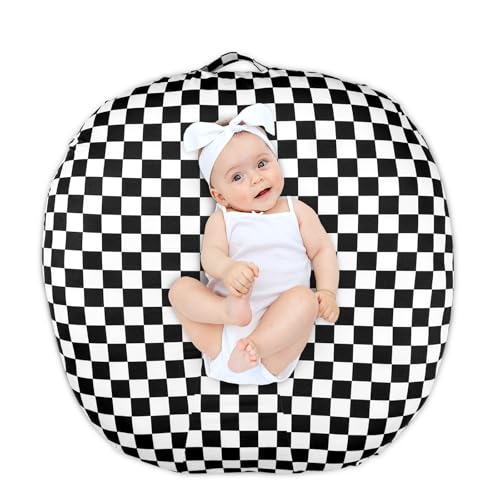 Image of Newborn Lounger Cover Removable Cover Ultra Soft Comfortable Lounger Slipcover Removable Cover for Infant Lounger Pillow, Black Checkerboard (Lounger Pillow Not Included)