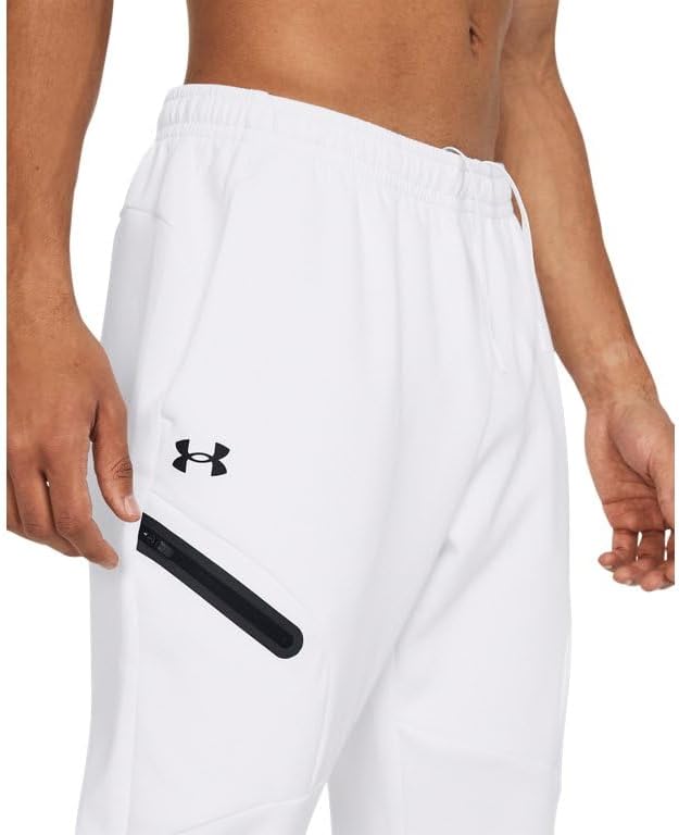 Under Armour Mens Unstoppable Fleece Joggers - Breathable and Stretchy XXL White-Black - Image 6