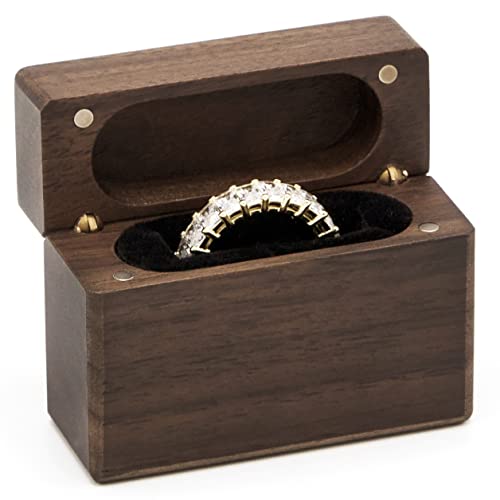 Muujee Slim Engagement Ring Box - Wooden Ring Box For Engagement Proposal Ring Bearer Box - Wedding Anniversary Birthday Gift Ideas #TOP7