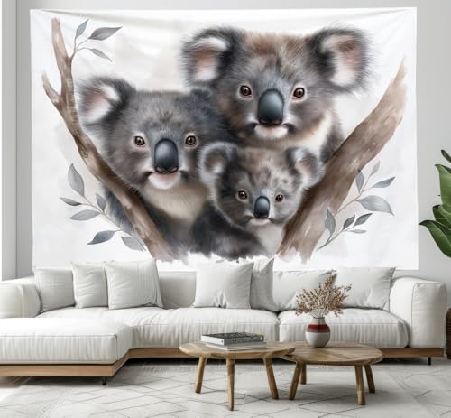 Famille de koalas tapisserie decorative grand format pour rechauffer l'atmosphere