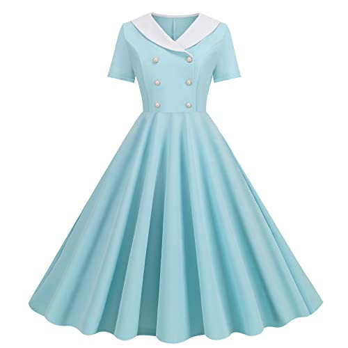 Abito da Cerimonia Donna Vestito da Sera Abito da Cocktail Anni '50 retrò Elegante Manica Corta Rockabilly Casual Moda Swing Abito da Sposa Sera Vestito Ginocchio Gonna Matrimoni Estivo Mini Abitino