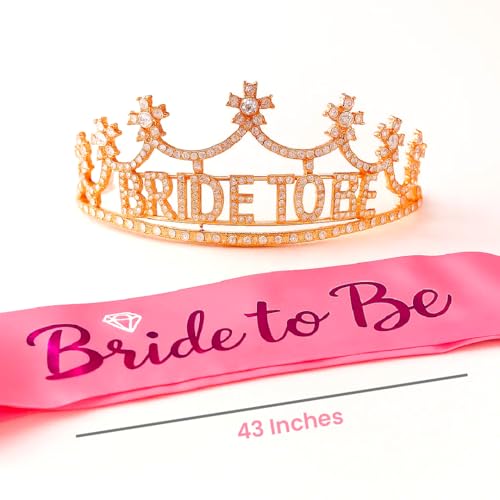 Image of Wanna Party Women's Bride to Be Crown Tiara and Bride to Be Sash Crystal Rhinestone Tiara Headband for Wedding Bridal Shower
