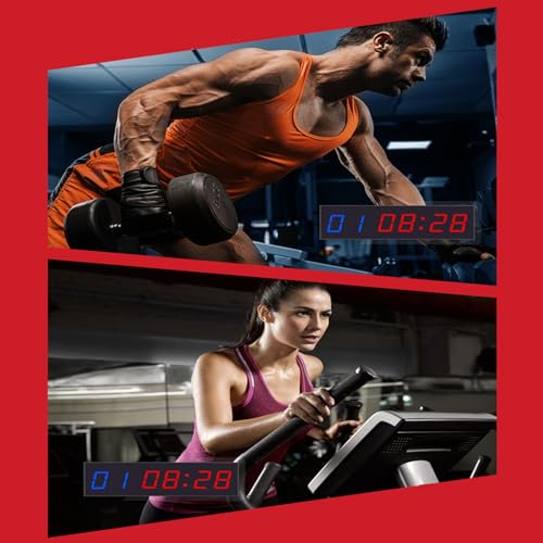 Cronómetro portátil para gimnasio, reloj LED para entrenamiento con cuenta regresiva/ascendente, accesorios para gimnasio en casa, pantalla digital ultraclara, múltiples modos con control remoto miniatura 7