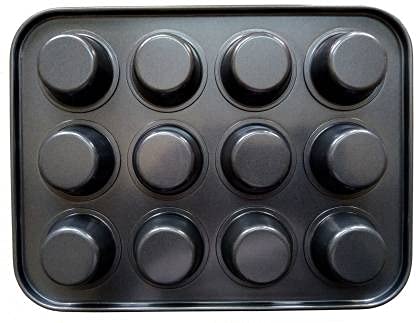 BAKER'S CUTLERY® 12 Slot Small Size Mini Carbon Steel Cups Dishwasher Safe Non-Stick Muffins Cupcake Pancake Baking Moulds Tray 1