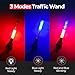 RoadHero Traffic Wand 16 Inch, 2 Pack Air Traffic Control Lights with 3 Flashing Modes, Red and Blue Safety Signal Wands for Traffic Control, Airport, Parking, Car Directing