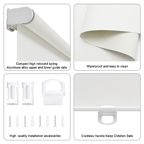 Blackout Roller Shades Blinds Cordless for Windows Pull Down Room Darkening Door Blinds with Thermal Insulated Easy to Install for Living Room,Bedroom,Home,Office Bathroom Beige 20" W x 72" H