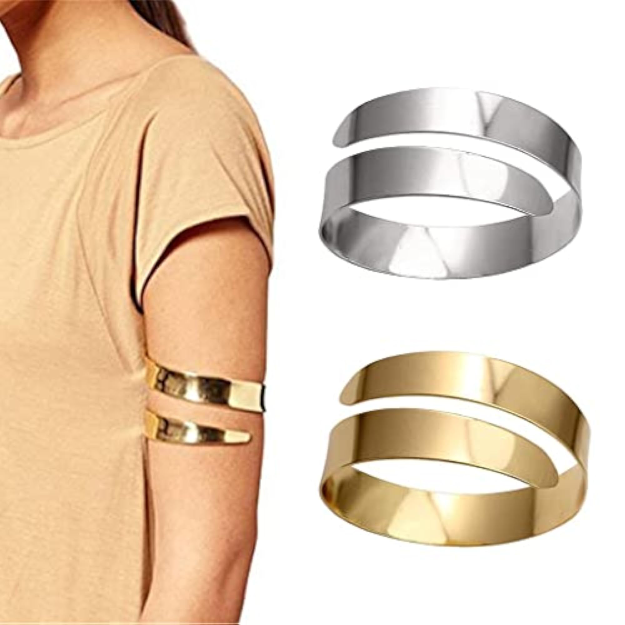 Fashion Punk Swirl Upper Arm Cuff Bracelet, Gold
