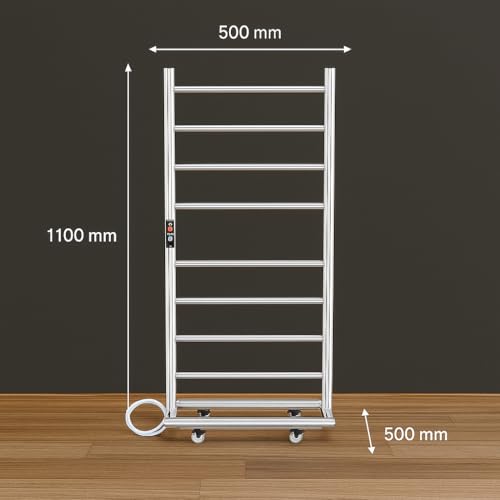 Image of MORZZE MTW-12050 Electric Towel Warmer, 12 Bar SUS 304 Stainless Steel Heated Towel Rack, 122W Wall Mounted Bathroom Towel Dryer, Adjustable 30-60C Temperature, 1-8H Timer