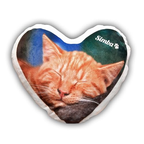LOOXIS Personalisiertes Herz-Kissen mit Foto & Text Bedruckt, selbst gestalten – 44x40 cm, Weiß - Geschenkidee Männer und Frauen, Jahrestag,...