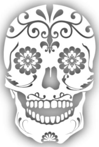Sugar Skull Floral Mexican Window Sticker Decal – White