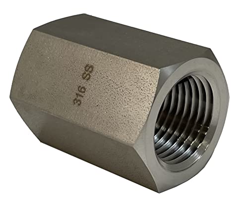 1/2 NPT Buchse auf 1/2 NPT Buchse Gerade 316 SS Hex Kupplung/Kupplung für Luft, Flüssigkeit oder Hydraulik Fitting - Industrie Air Tool Schlauch 1/2 Zoll Kupplung 316 Edelstahl Cover