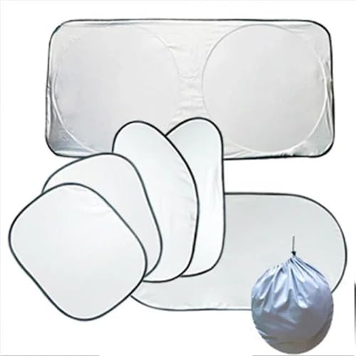 Pare soleil voiture pour pare-brise avant et vitres latérales | Lot de 6 protections argentées