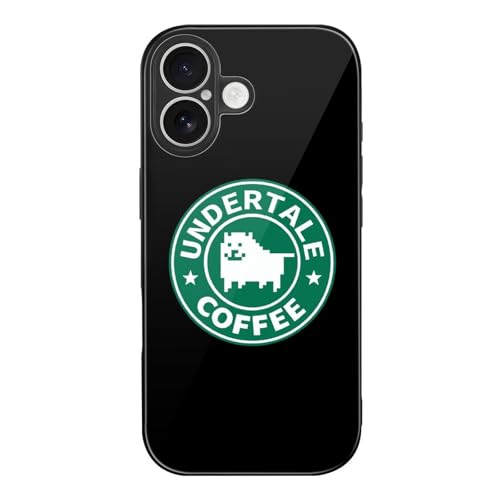 【iPhone17用ケース】アンダーテール コーヒー 犬 強化ガラス TPUバンパー 携帯ケース あいふぉん17ケース 超軽量 黄変防止 傷つけ防止 人気 プリント Case