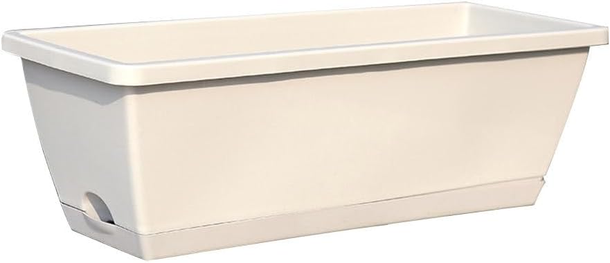 BESPORTBLE Window Box Planter, Plastic Vegetable Flower Planter Boxes with Tray Rectangular Flower Pots for Indoor Outdoor Garden, Patio, Home Decor, 19.5inch