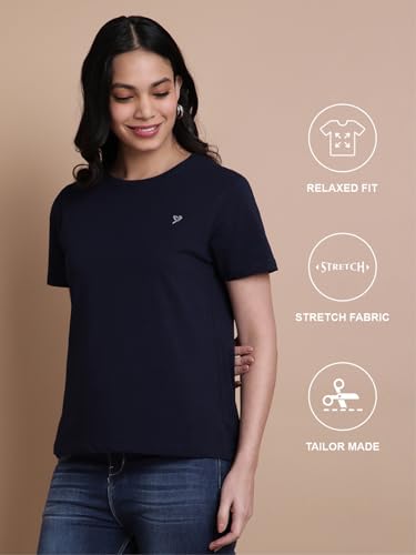 Image of TWIN BIRDS Women Cotton Elastane T-Shirt | Round Neck Casual Everyday Top