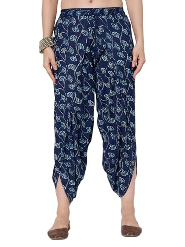 Image of 9rasa Women's Cotton Solid Harem Dhoti Pants for Casual FusionWear Workwear