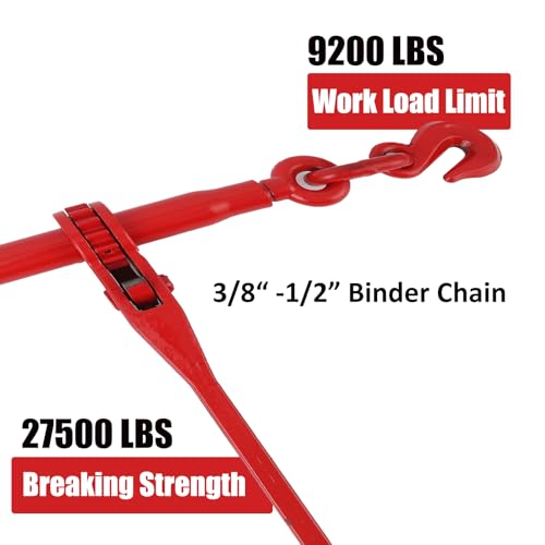Image of Chain Binder 5 /16 inch -3 /8 inch, Grade 70 Heavy Duty Load Binders, 5 /16 inchx10ft Chains with 1 Binder and 1 Chain, Load Binder for Binder Chain with Grappling Hook, For Industrial, Agricultural, Logging, Towing