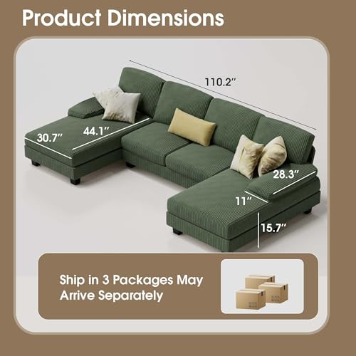image for Furmax Sectional Couches for Living Room, U-Shaped Sofa Couch with Lin