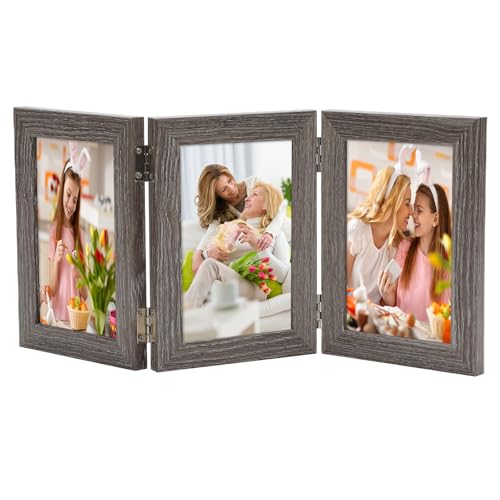 AiQInu Klappbarer Bilderrahmen für 3 Bilder (10x15 cm), 3er Bilderrahmen...