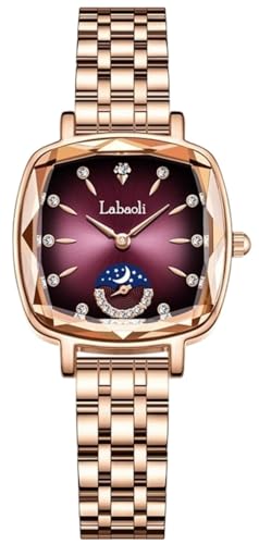 Image of LONGBO Labaoli Women Stainless Steel Watches Analog Rose Gold Band and Square Dial Women's Watch for Girls &Miss & Ladies Diamond Studded with Stylish Watches Waterproof | Gift for Wife | Gift for Sister