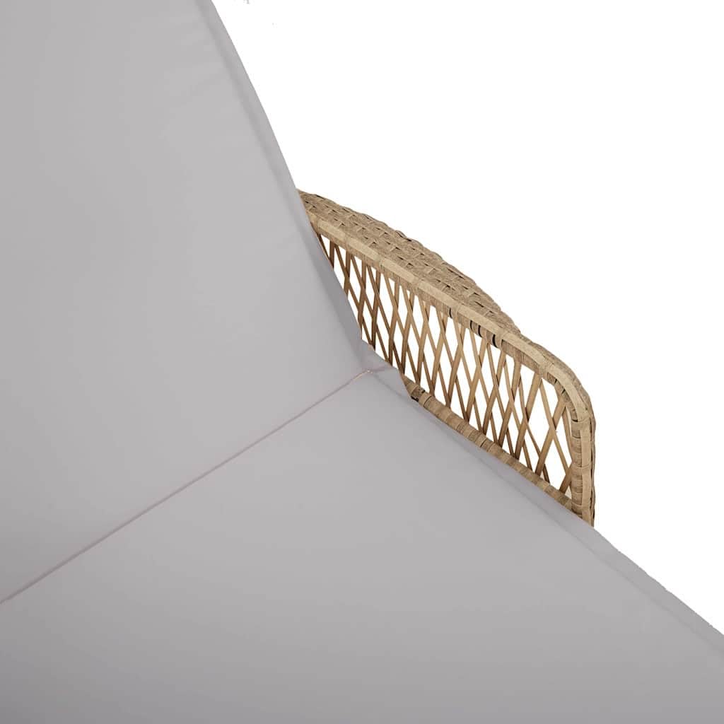 SYDE Leżanka beżowo-jasnoszara 200 x 55 x 92 cm polirattanowa | Regulowane oparcie, powlekana stal, zdejmowana pokrywa, do użytku na zewnątrz