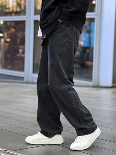 Image of dockstreet Men Baggy Denim Jeans in Pure 100% Cotton Denim || Stretchable (Jet Black) and Stretchable (Colored) Jeans || Unisex Designs||Jeans||