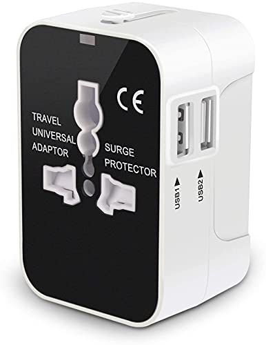 2 USB Ports Universal Travel Adapter, rts Worldwide International All in One Universal Power Wall Charger AC Power Plug Adapter Converter with 2 USB Charging Ports for USA EU UK AUS Cell Phone Laptop view 1